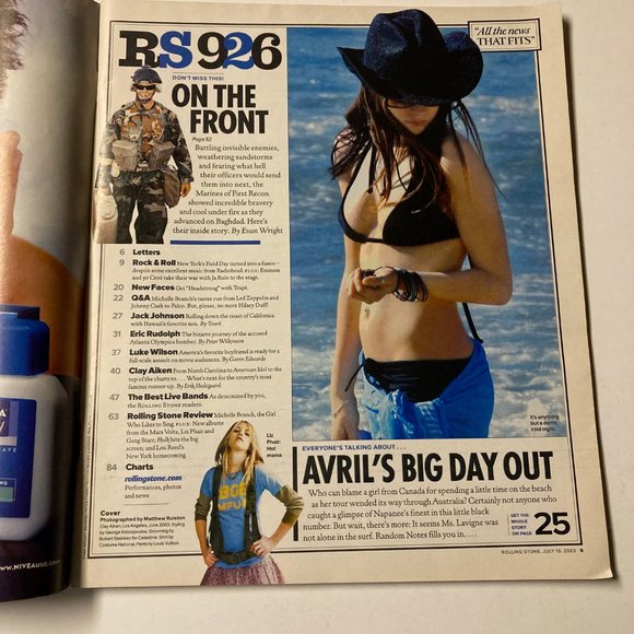 Rolling Stone Magazine Issue #926 Clay Aiken July 10 2003 Lou Reed Jack Johnson - Picture 3 of 11